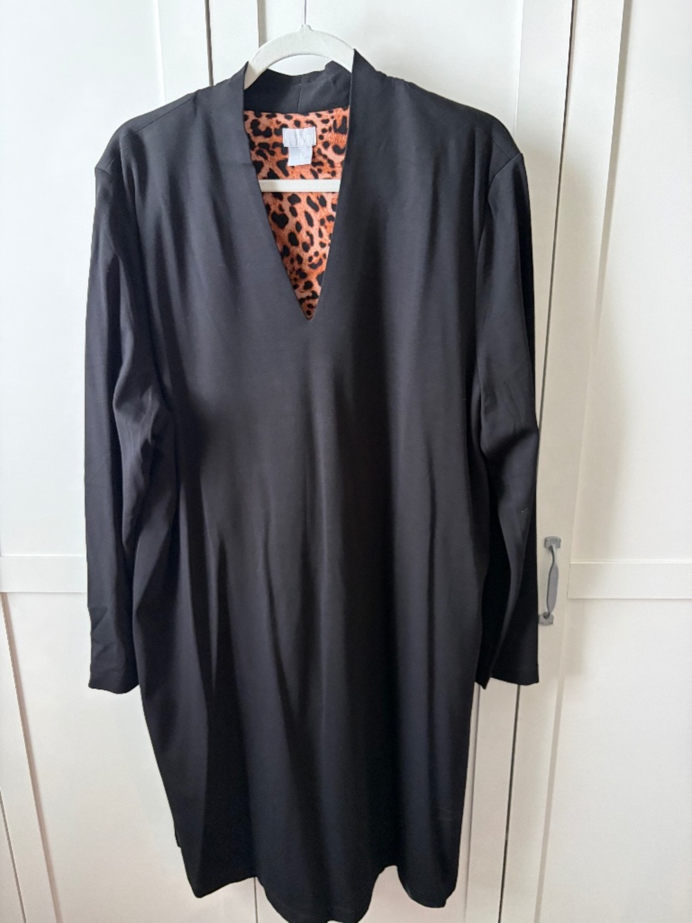 Chico's Black V-Neck Knit Long Sleeve Shift Dress Sz 4/XXL/20